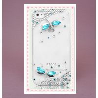 iphone5/5S/5C/5G 苹果4/4S/4G手机壳 透明蜻蜓DIY水钻手机保护套