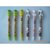供应按动可滚花笔夹可开模电影电视动漫广告促销卡通塑料圆珠笔