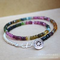 糖果色***巴西纯天然不规则切面碧玺手链女款 925纯银双层手链女