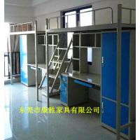 东莞铁床厂家批发-康胜上床下桌组合床-广州学校连体公寓床规格