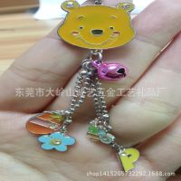 可爱卡通维尼熊头金属钥匙扣 精美滴胶手机挂件 节日礼品赠品批发
