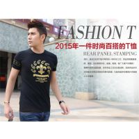 2015夏季新款韩版修身烫金纯棉圆领短袖男式T恤/维路尼/881