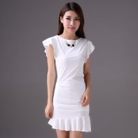 2015夏季新款女装韩版荷叶边收腰修身显瘦性感鱼尾裙包臀连衣裙