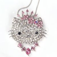 韩国时尚饰品闪亮满钻蝴蝶结银色HelloKitty猫短款项链 女