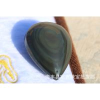 天然黑曜石吊坠 猫眼效应强 一级水晶批发 品质保证 男人之石