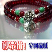 2元店 仿石榴石手链 4mm三圈手链 厂家直销 地摊淘宝批发货源