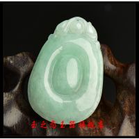 玉石工艺品 缅甸天然a货翡翠冰种淡绿如意吊坠 男女款玉石挂件