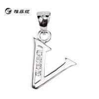 925纯银批发 韩国时尚 V字母吊坠挂坠 项链定制 厂家直销
