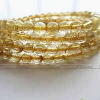 巴西 纯天然 金发晶6mm水晶手链 天然水晶发晶手链批发