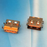 USB 2.0 AF卧式母座AF 11.0短体四脚沉板直边平口SMT贴板橙色胶芯-CY