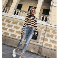女装装韩版修身弹力棉牛仔裤小脚铅笔裤地摊货源批发破洞阔腿牛仔裤