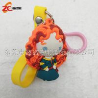 创意新款PVC韩国立体卡通钥匙扣 情侣系列皮绳钥匙挂件可爱装饰