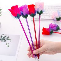 创意卡通笔玫瑰花圆珠笔 情人节花笔 办公用品个性小学生奖品