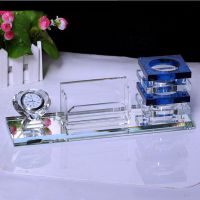 供应热销各式水晶办公用品水晶三件套水晶商务工艺礼品制作厂家