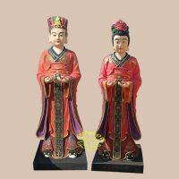 善财童女铜佛像工艺品厂家定做 寺庙用品 手工彩绘童男童女 金童玉女佛像 道教神像