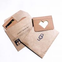 广州厂家定制UGG品牌原创进口水洗牛皮纸爱心靴型卡包美国冲皮布环保DIY卡套名片小包