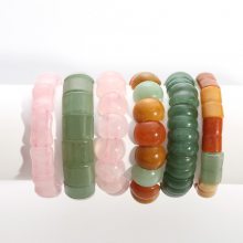 纯天然精品粉晶手排气质女式高档手链跨境半椭圆绿东陵玛瑙手链