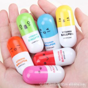 供应日韩国文具批发 韩版可爱卡通 药丸表情 伸缩笔/圆珠笔