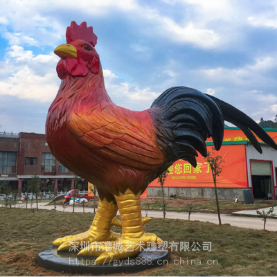 玻璃鋼大公雞雕塑風水招財仿真動物母雞模型園林花園商場裝飾擺件定製